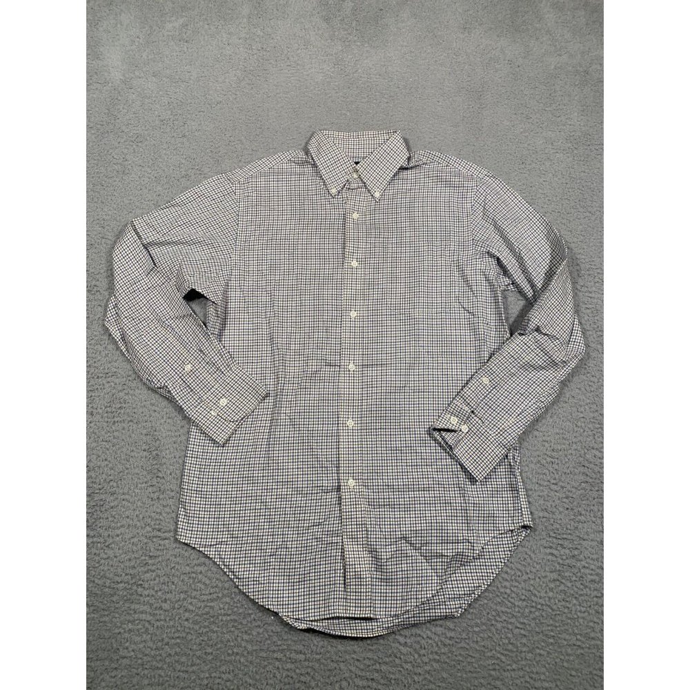 Lauren Ralph‎ Lauren Mens Shirt Blue Plaid Classic Fit Non Iron Button 15 32/33